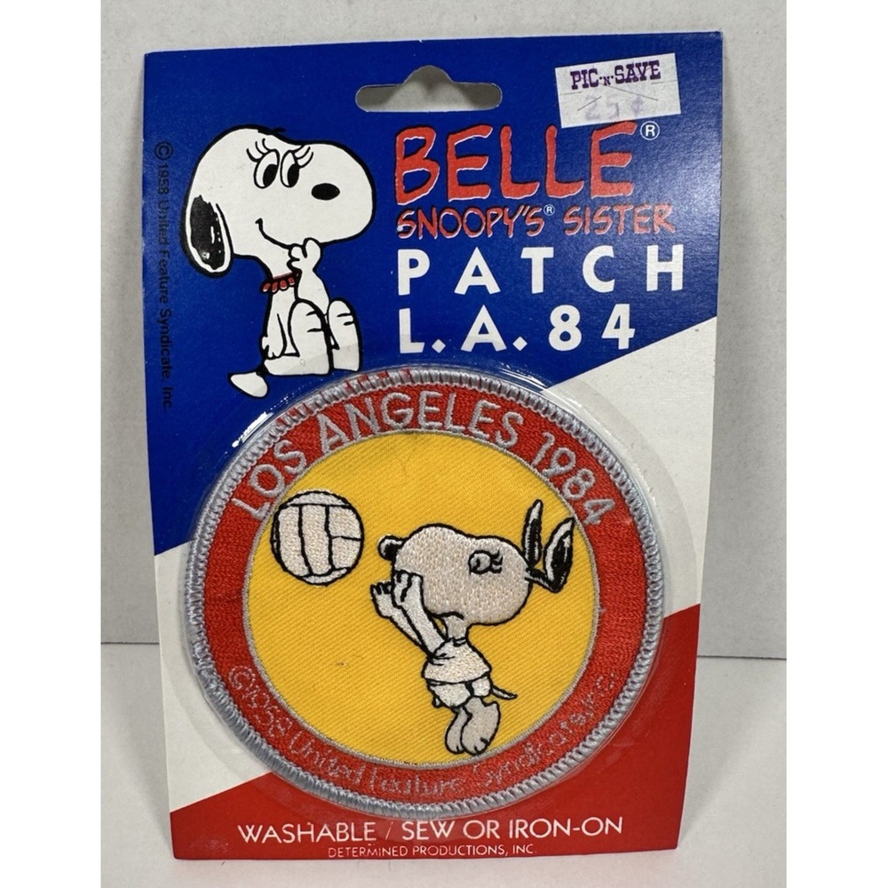1984 Los Angeles Olympics VTG Snoopy Peanuts Volleyball Patch Iron Sew On NEW!